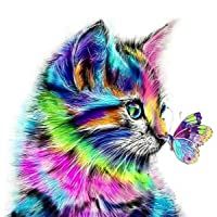 NATUCE 30 x 30cm DIY 5D Diamante Pintura Kits- Gato y Mariposa 5D Diamond Painting Completo Bordado Punto de Cruz…